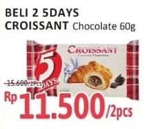 Promo Harga 5 Days Croissant Creamy Chocolate 60 gr - Alfamidi