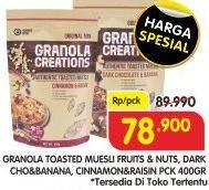 Promo Harga HUNDRED SEEDS Granola Creations Cinnamon Raisin, Tropical Fruit Nuts, Dark Choco Banana 400 gr - Superindo