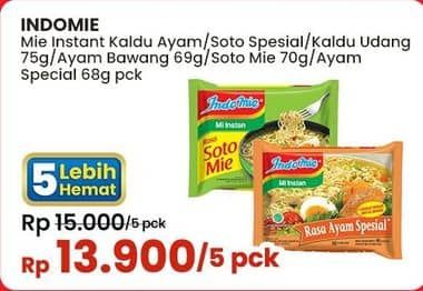 Promo Harga Indomie Mi Kuah Kaldu Ayam, Soto Spesial, Ayam Bawang, Soto Mie, Ayam Spesial 65 gr - Indomaret