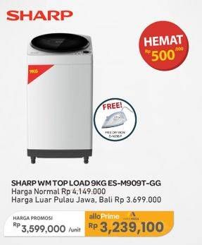 Promo Harga Sharp ES-M909T-GG | Washing Machine Top Loading Capacity 9 kg  - Carrefour