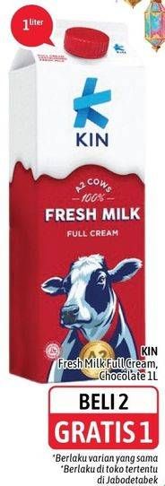Promo Harga KIN Fresh Milk Full Cream, Chocolate 1000 ml - Alfamidi