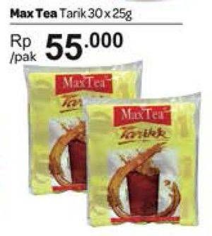 Promo Harga Max Tea Minuman Teh Bubuk per 30 sachet 25 gr - Carrefour
