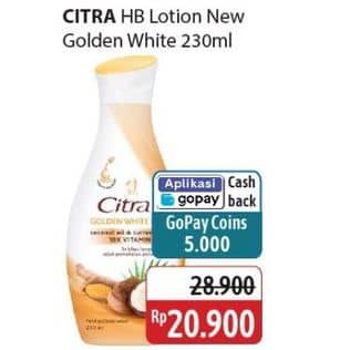 Promo Harga Citra Hand & Body Lotion Golden White UV Coconut Oil Turmeric 230 ml - Alfamidi