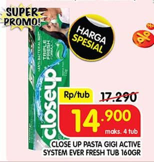 Promo Harga Close Up Pasta Gigi Everfresh Menthol Fresh 160 gr - Superindo