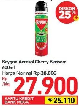 Promo Harga BAYGON Insektisida Spray Cherry Blossom 600 ml - Carrefour