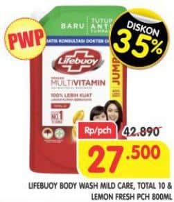 Promo Harga Lifebuoy Body Wash Mild Care, Total 10, Lemon Fresh 825 ml - Superindo