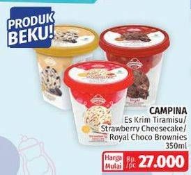Promo Harga CAMPINA Ice Cream Cake Series Royal Choco Brownies, Strawberry Cheese Cake, Tiramisu 350 ml - Lotte Grosir
