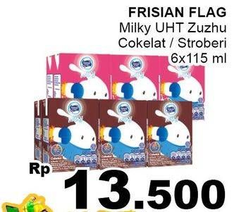 Promo Harga FRISIAN FLAG Susu UHT Milky Chocolate, Strawberry per 6 pcs 115 ml - Giant