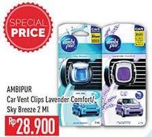 Promo Harga Ambipur Car Vent Clips Lavender Comfort, Sky Breeze 2 gr - Hypermart
