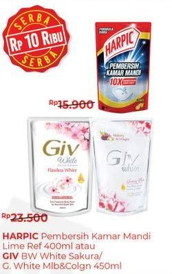 Promo Harga HARPIC Pembersih Kamar Mandi 400 mL/GIV Body Wash White Sakura; Glowing White Mullberry & Collagen 450 mL  - Alfamart