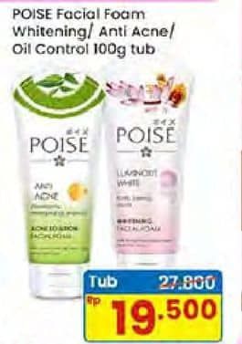 Promo Harga Poise Facial Foam Luminous White, Anti Acne 100 gr - Indomaret