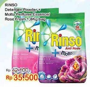 Promo Harga RINSO Molto Detergent Bubuk Perfume Essence, Rose Fresh 1800 gr - Indomaret