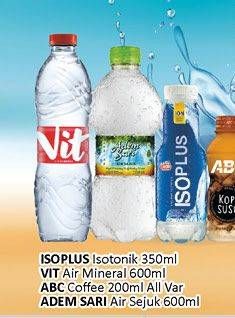 Promo Harga Isoplus Isotonik/Vit Air Mineral/ABC Coffee/Adem Sari Air Sejuk  - Alfamidi