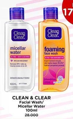 Promo Harga Clean & Clear Facial Wash/Clean & Clear Micellar Water  - Watsons