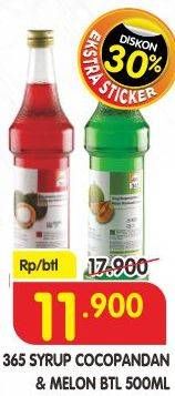 Promo Harga 365 Syrup Cocopandan, Melon 600 ml - Superindo