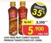 Promo Harga LOVE Vegie Fruit Special Pack Carrot Squeeze, Premium Tomato Punch 300 ml - Superindo