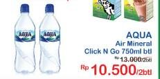 Promo Harga AQUA Air Mineral per 2 botol 750 ml - Indomaret