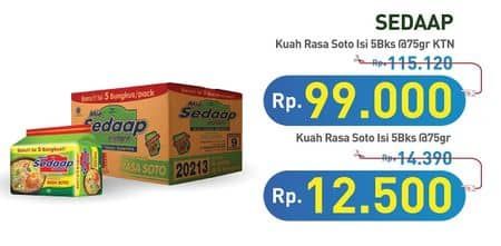 Promo Harga Sedaap Mie Kuah Soto per 5 pcs 75 gr - Hypermart