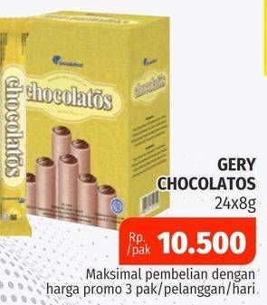Promo Harga Chocolatos Wafer Roll Cokelat per 24 pcs 8 gr - Lotte Grosir