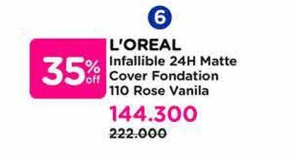 Promo Harga Loreal Infallible 24H Matte Cover Foundation 110 Rose Vanilla 35 ml - Watsons