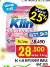 Promo Harga So Klin Softergent All Variants 1500 gr - Superindo