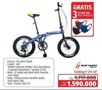 Promo Harga GENIO Folding Bike 20" F-211  - Lotte Grosir