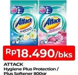 Promo Harga ATTACK Detergent Powder Hygiene Plus Protection, Plus Softener 800 gr - TIP TOP