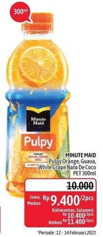 Promo Harga MINUTE MAID Juice Pulpy Orange, Guava, White Grape With Nata De Coco Bits per 2 botol 300 ml - Alfamidi