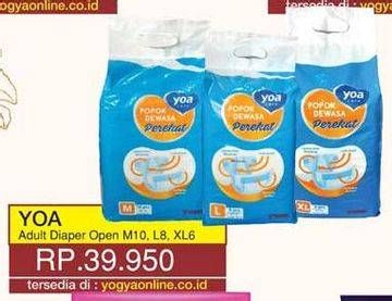 Promo Harga YOA Adult Diapers M10, L8, XL6  - Yogya