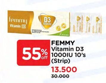 Promo Harga Femmy Vitamin D3 1000IU 10 pcs - Watsons