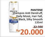 Promo Harga PANTENE Shampoo Anti Dandruff, Daily Moisture Renewal, Hair Fall Control, Long Black, Silky Smooth Care 135 ml - Alfamidi