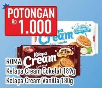 Promo Harga Roma Kelapa Cream Cokelat, Susu Vanila 180 gr - Hypermart