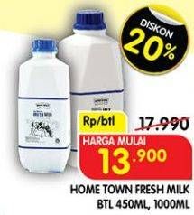 Promo Harga HOMETOWN Fresh Milk Plain 450 ml - Superindo