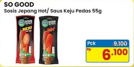 Promo Harga So Good Sosis Jepang Keju Saus Pedas, Hot 55 gr - Indomaret