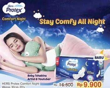 Promo Harga Hers Protex Comfort Night Wing 30cm 20 pcs - Indomaret
