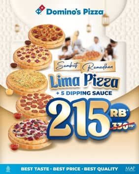 Promo Harga Dominos Lima Pizza  - Domino Pizza