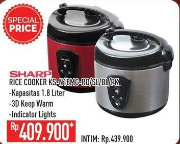 Promo Harga SHARP KS-N18MG | Rice Cooker 1.8ltr RD, SL, BL, PK  - Hypermart