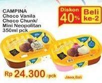 Promo Harga CAMPINA Ice Cream Chocolate Chunks, Neapolitan 350 ml - Indomaret