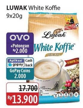 Promo Harga Luwak White Koffie per 9 sachet 20 gr - Alfamidi