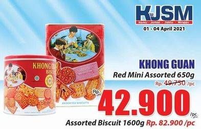 Promo Harga KHONG GUAN Assorted Biscuit Red 650 gr - Hari Hari