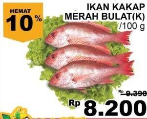 Promo Harga Ikan Kakap Merah Kecil per 100 gr - Giant
