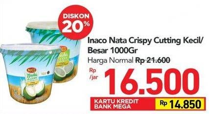 Promo Harga INACO Nata De Coco Crispy Potongan Kecil, Potongan Besar 1 kg - Carrefour