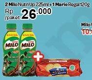 Promo Harga 2 Milo Nutri Up 225ml + 1 Marie Regal 120g  - Carrefour