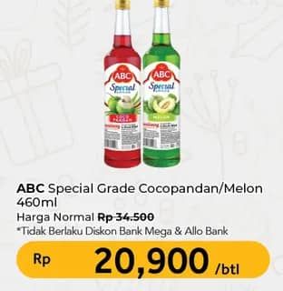 Promo Harga ABC Syrup Special Grade Melon, Coco Pandan 485 ml - Carrefour