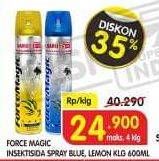 Promo Harga FORCE MAGIC Insektisida Spray Blue, Lemon 600 ml - Superindo