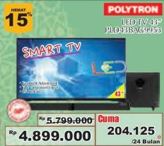 Promo Harga POLYTRON PLD 43BAG9953 | Smart Cinemax Soundbar LED TV 43"  - Giant