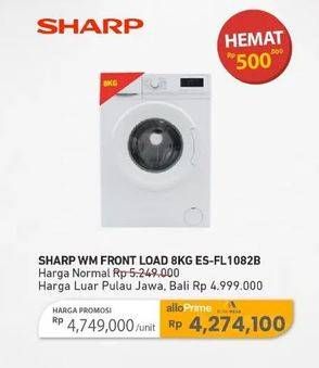 Promo Harga Sharp ES-FL1082 | Mesin Cuci Front Load 8kg 8000 gr - Carrefour