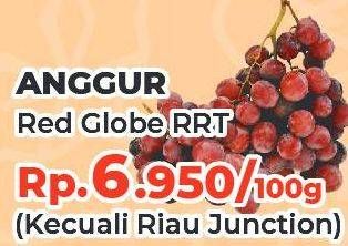 Promo Harga Anggur Red Globe RRT per 100 gr - Yogya