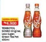 Promo Harga Sosro Teh Botol Less Sugar, Original 450 ml - Alfamart