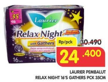 Promo Harga Laurier Relax Night Gathers 35cm 16 pcs - Superindo